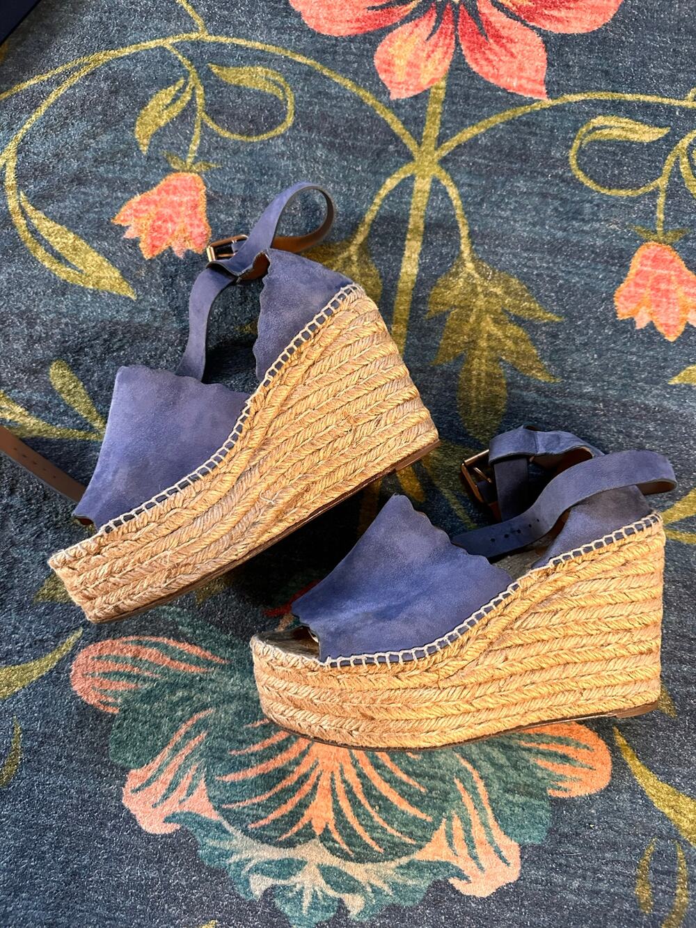 Chloe Lauren Platform Espadrille Wedge Sandals Size 38